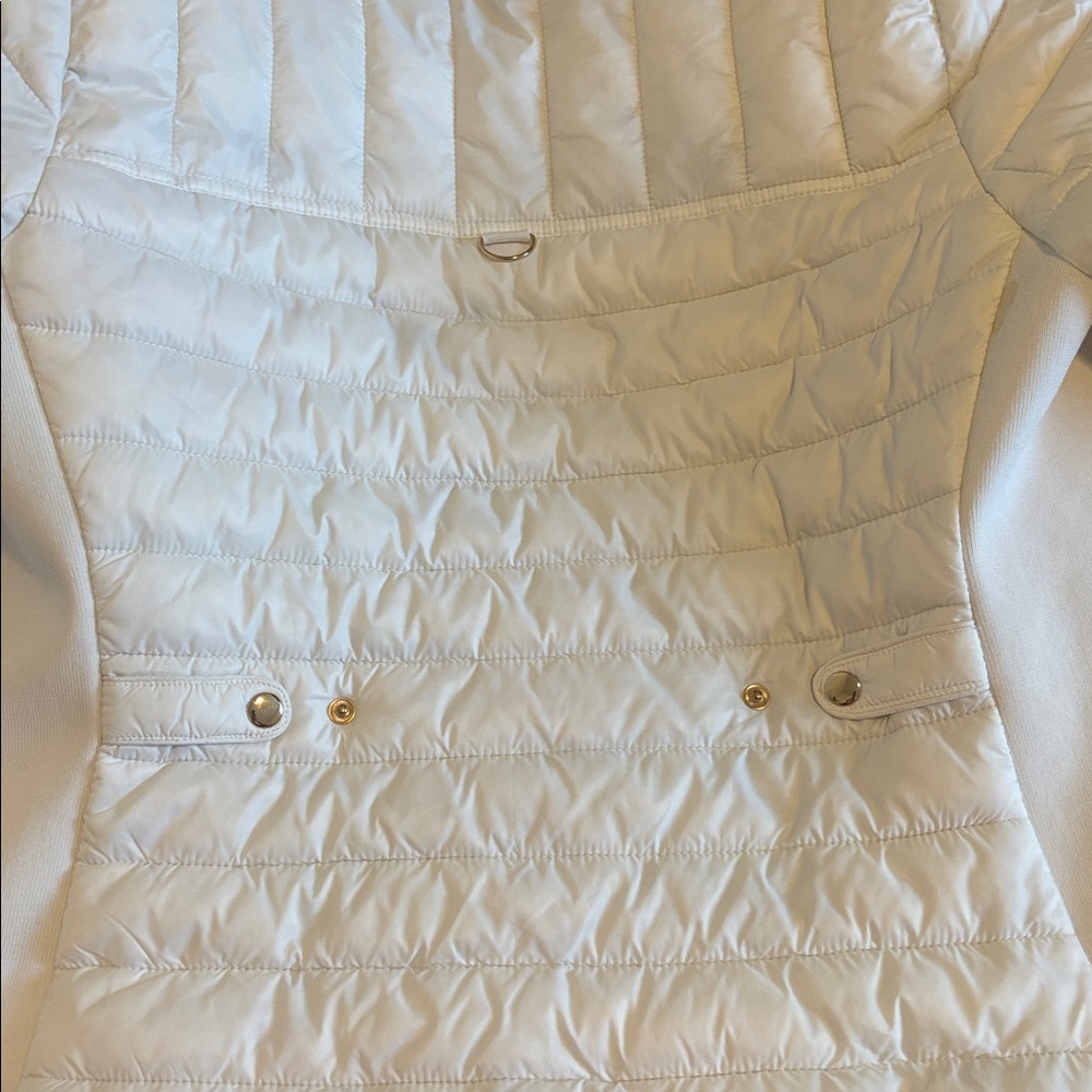 White Puffer Jacket with Gold Hardware Size Medium - Picture 5 of 5